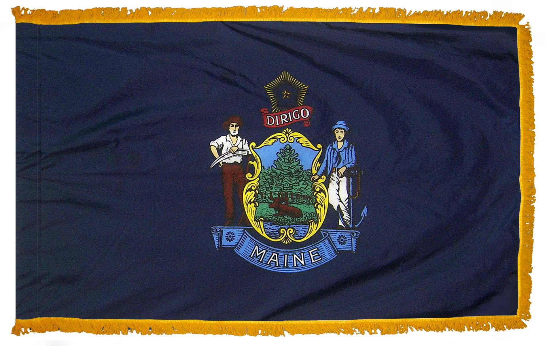 Maine State Flag 3x5 or 4x6 ft. (fringed)