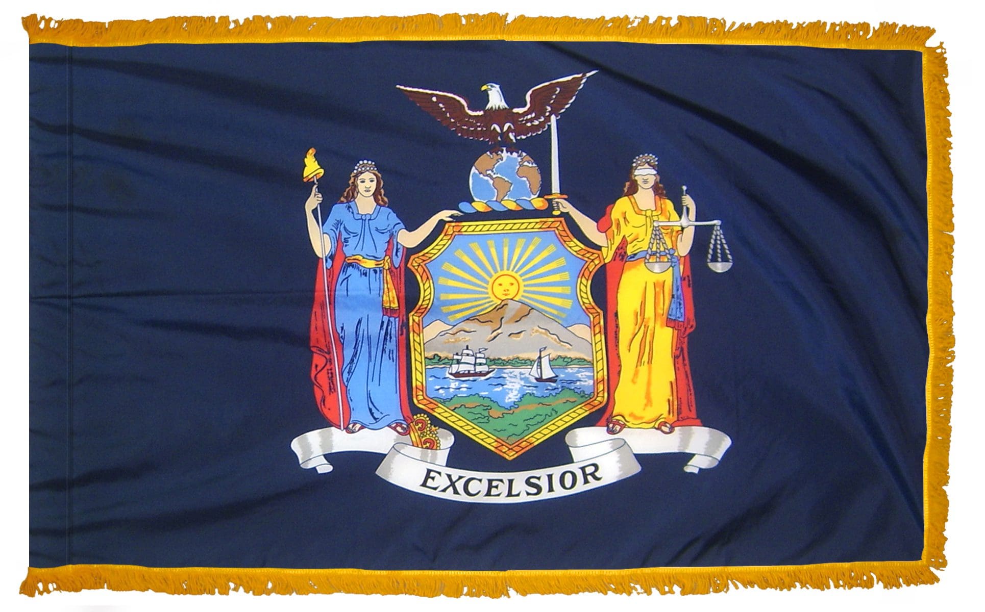 New York State Flag 3x5 or 4x6 ft. (fringed)
