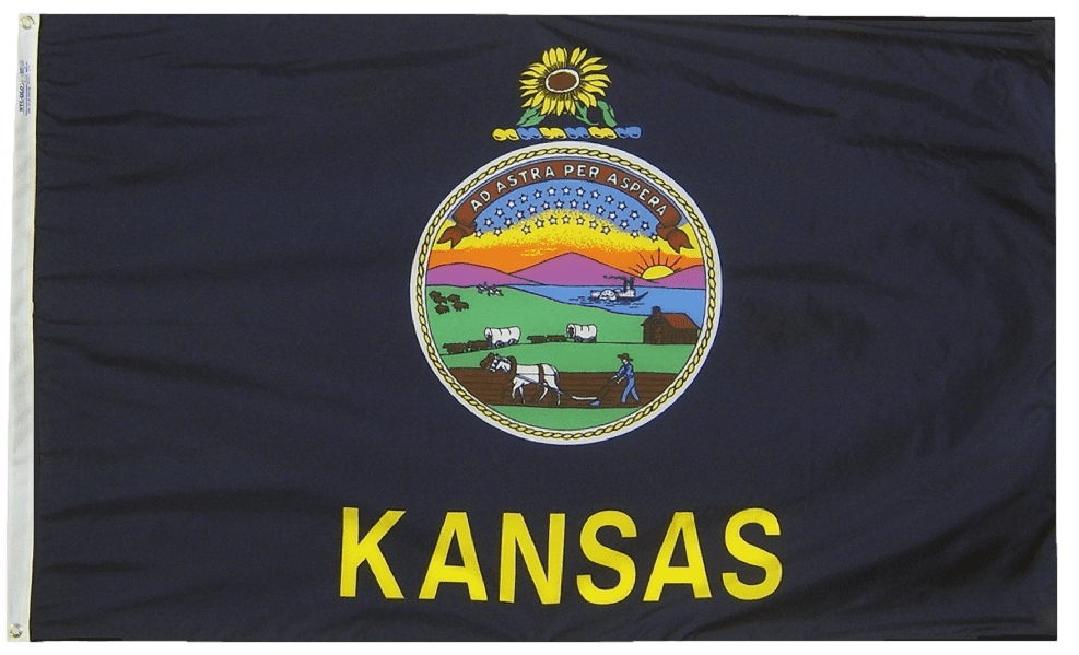 Kansas State Flags 2x3 to 5x8 ft.