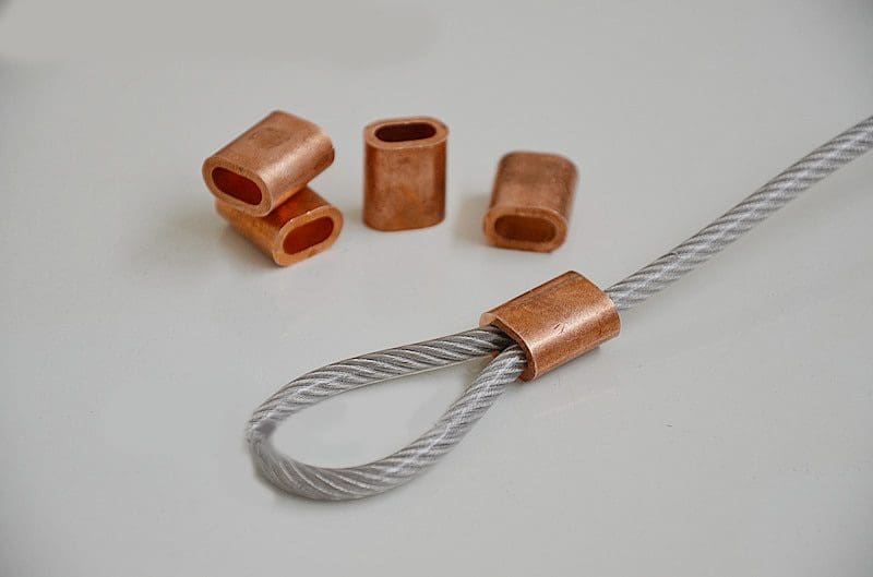 Wire Cable & Rope Crimp Clamps - Copper (available in 3 sizes)