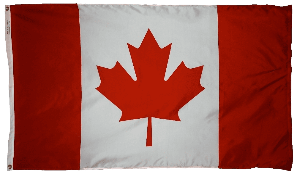 Canadian National Flag, 100% Nylon - 2' x 3' to 5' x 8'