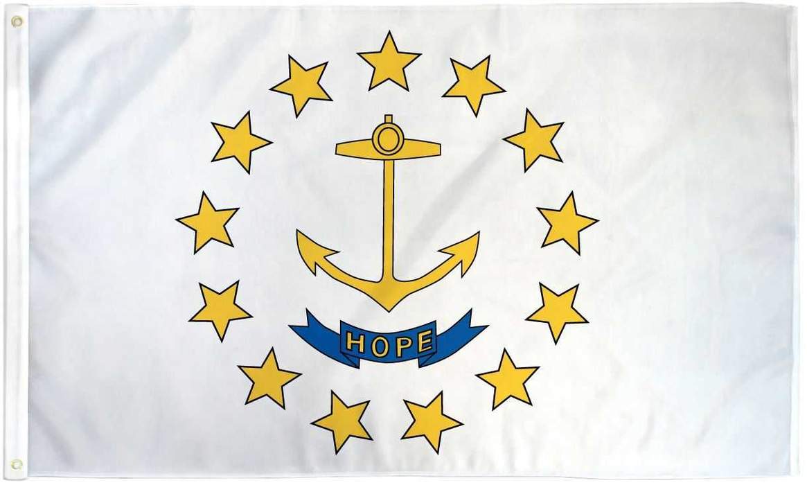 The official flag of the State of Rhode Island