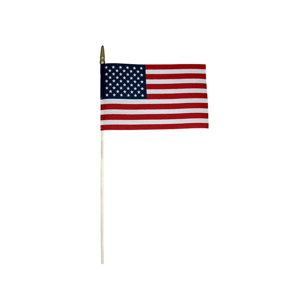American Handheld or Grave Marker Flag - 8" x 12" with 24" Spear (Case of 12)