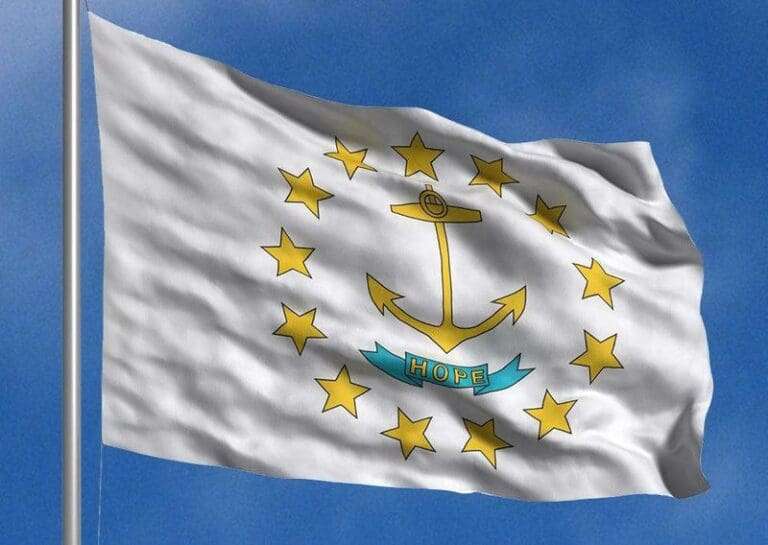 Flying the flag of Rhode Island
