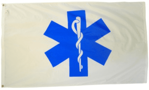WE SUPPORT OUR AMBULANCE Flag - 3 ft x 5 ft in Blue-White