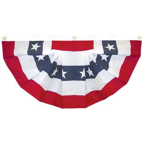 U.S. Flag Printed Banner-Fan - 18" x 36" With Stars