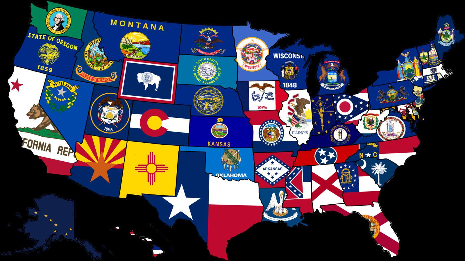all state flags on united states map
