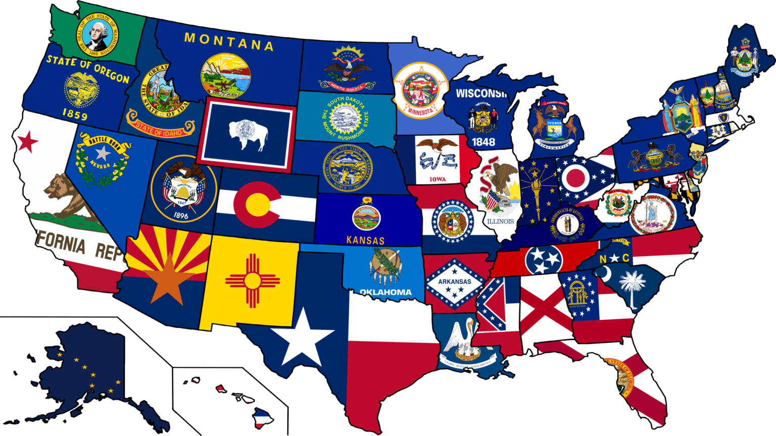 states flags maps of the united states.