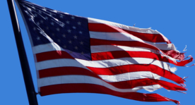 A tattered American Flag