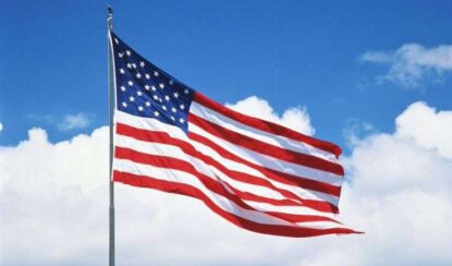 USA Flag flying in the air
