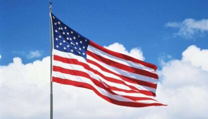 USA Flag flying in the air