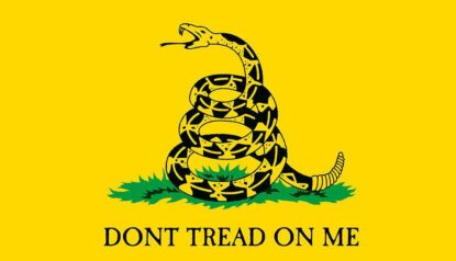 The traditional Gadsden Flag design - Don't Tread on Me
