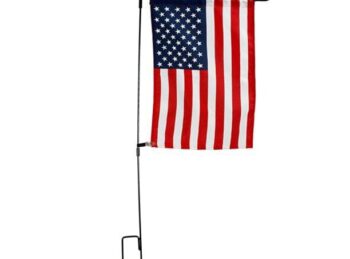 American flag on garden display holder