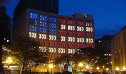 light flag on the building