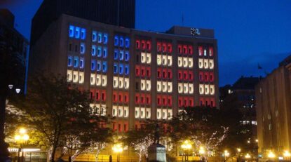 light flag on the building