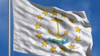 Flying the flag of Rhode Island