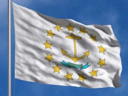 Flying the flag of Rhode Island