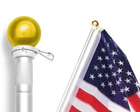 American flag on a free-spinning pole with ball top