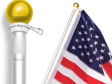 American flag on a free-spinning pole with ball top