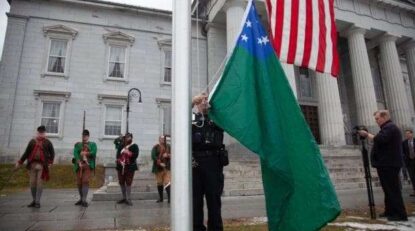Raising an historic flag of Vermont