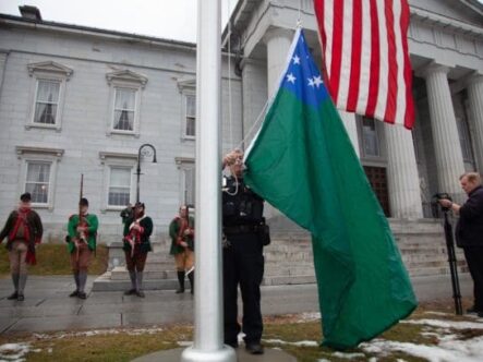 Raising an historic flag of Vermont