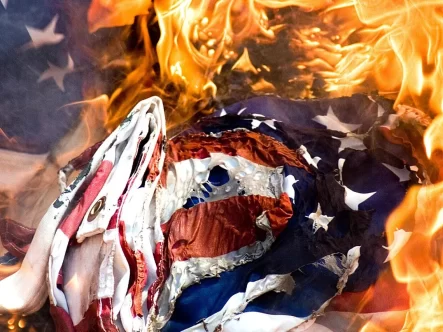 burning American flag