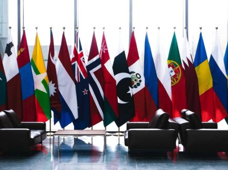 etiquettes to display flags in office